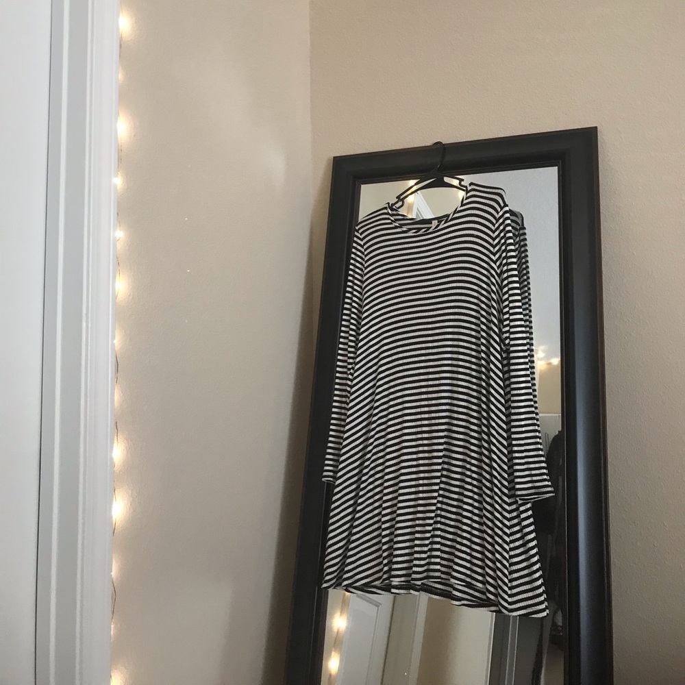 long sleeve striped swing dress